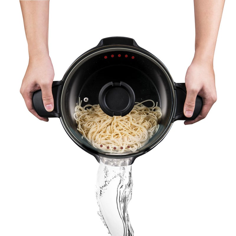 Master Pan MasterPan 5 QT. Non-Stick Stock Nâ€™ Pasta Pot w/Locking Handles and Easy Pour Strainer, 9â€ - Image 3
